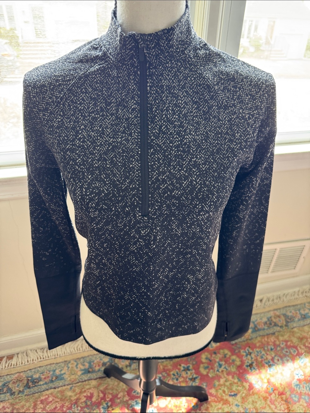 lululemon athletica Black & White Quarter-Zip Crop Top